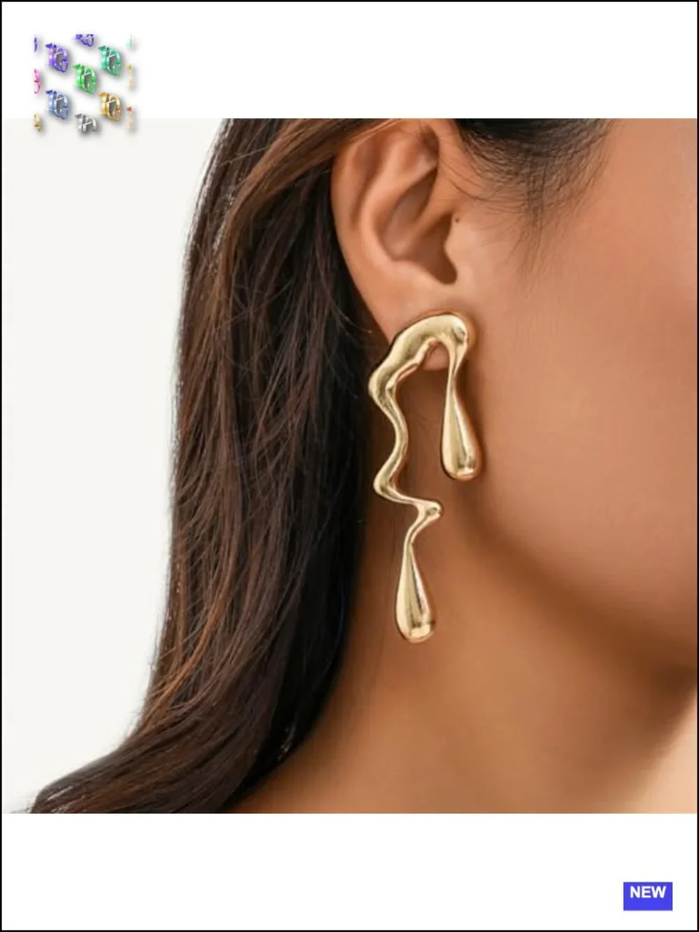Irregular Teardrop Asymmetrical Drop Earrings Geometric Gold Drop Earrings Alloy